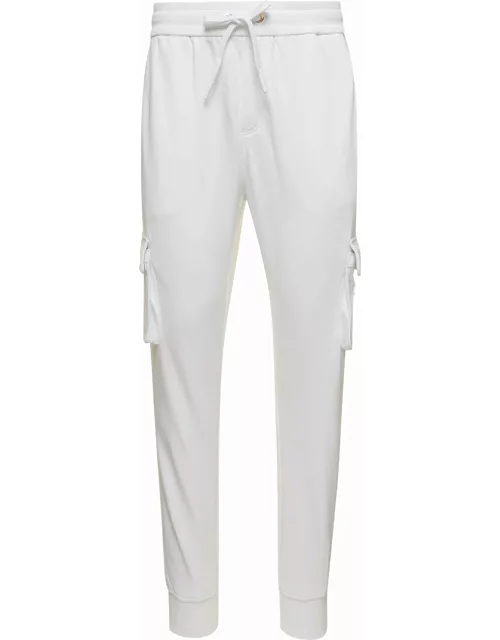 Moose Knuckles clemont White Cargo Pants With Logo Patch In Cotton Man