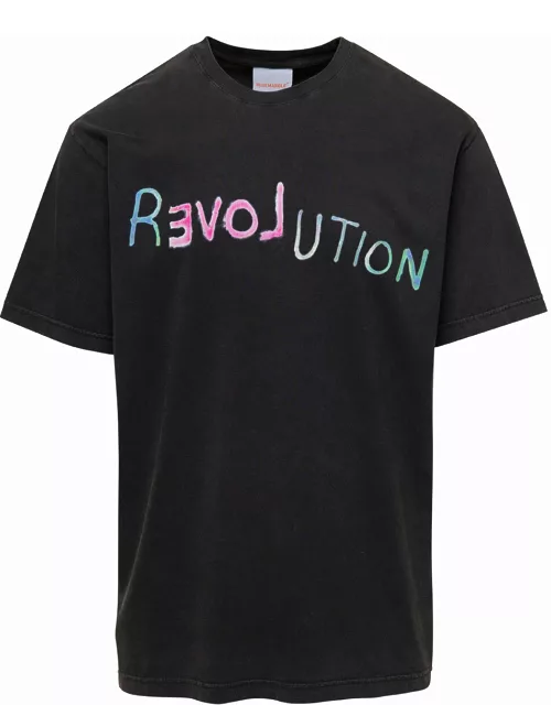 Bluemarble Black T-shirt With revolution Print In Cotton Man