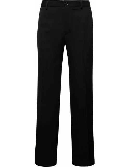 Dolce & Gabbana Black Straight Pants With Welt Pockets In Wool Woman