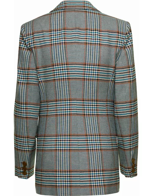 Vivienne Westwood Grey Single-breasted Jacket With All-over Check Motif In Viscose Blend Woman