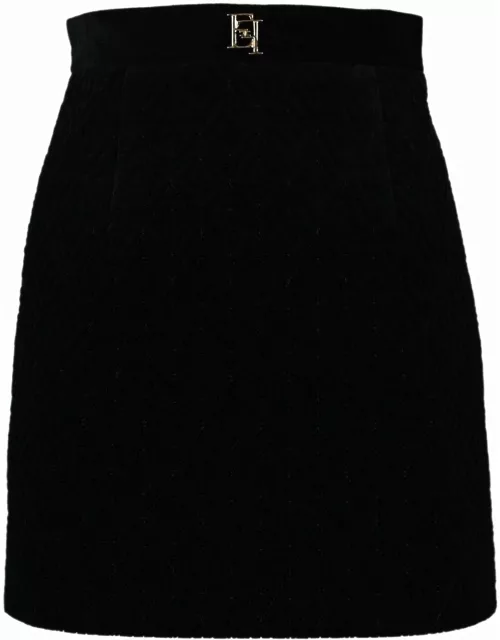Elisabetta Franchi Velvet Skirt With Diamond Pattern