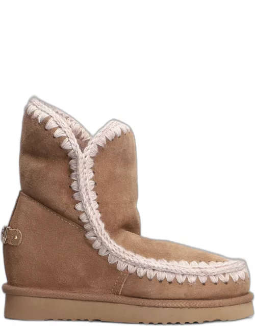 Mou Inner Wedge Ankle Boots Inside Wedge In Beige Suede