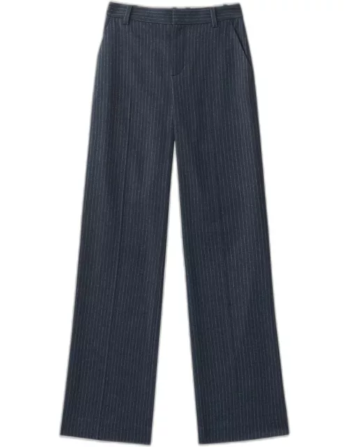 Pinstripe Wool-Blend Flannel Trouser