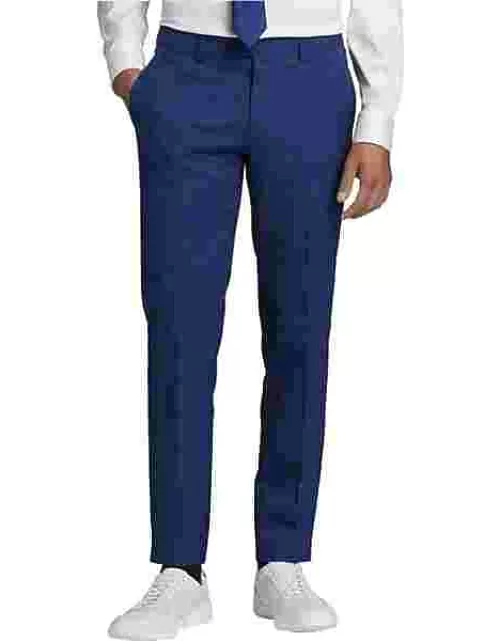 Egara Men's Suit Separates Skinny Fit Pants Cobalt Plaid