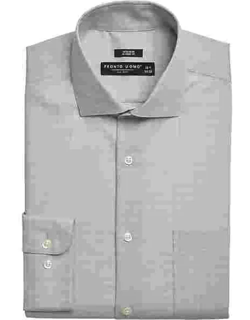 Pronto Uomo Men's Classic Fit Check Dress Shirt Olive Green Check