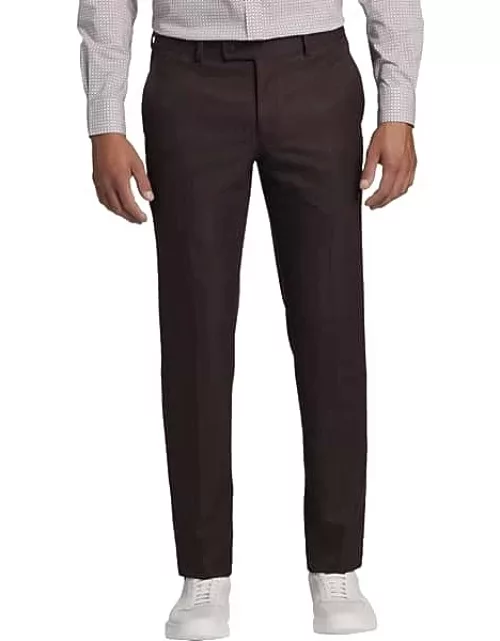 Egara Slim Fit Men's Suit Separates Pants Burgundy Windowpane
