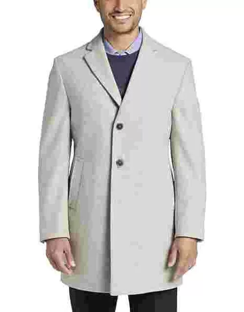 Calvin Klein Big & Tall Men's Modern Fit Topcoat Light Gray Solid