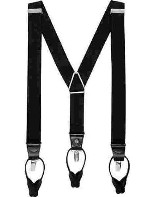 Pronto Uomo Men's Convertible Suspenders Black Ribbed