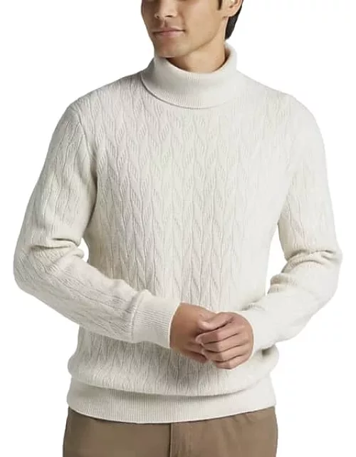 Joseph Abboud Men's Modern Fit Cable Knit Turtleneck Sweater Crea