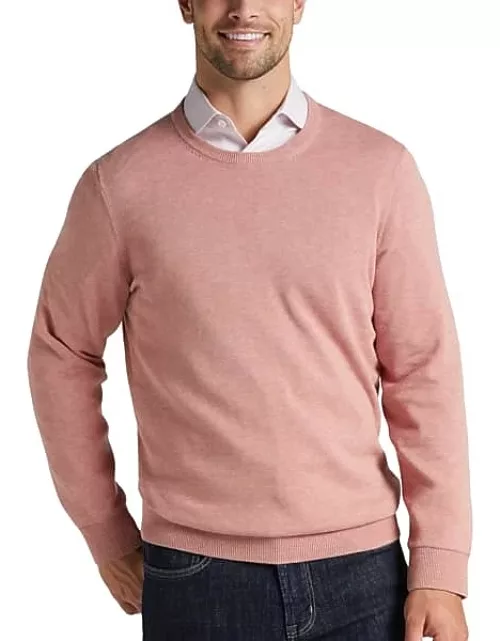 Joseph Abboud Men's Modern Fit Crew Neck Pima Sweater Pink