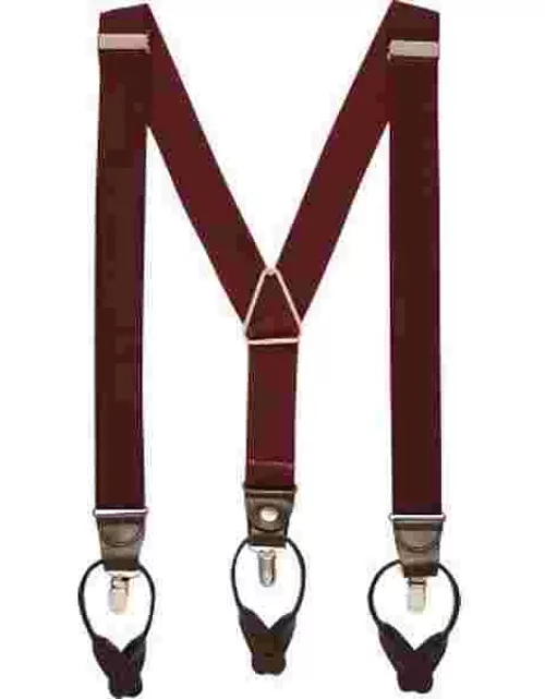 Pronto Uomo Men's Convertible Suspenders Burg Ribbed