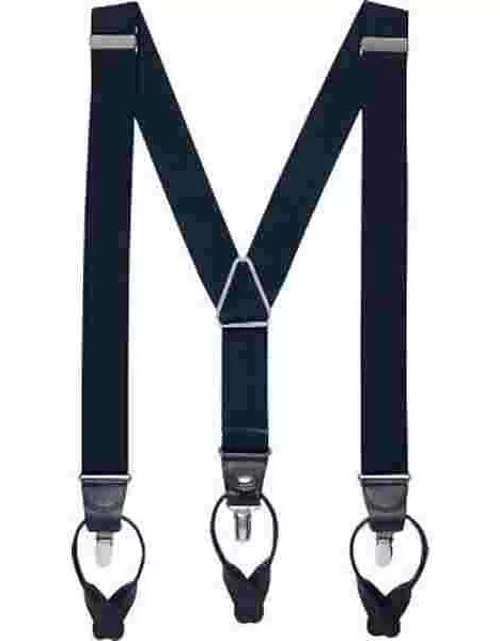 Pronto Uomo Men's Convertible Suspenders Navy Ribbed