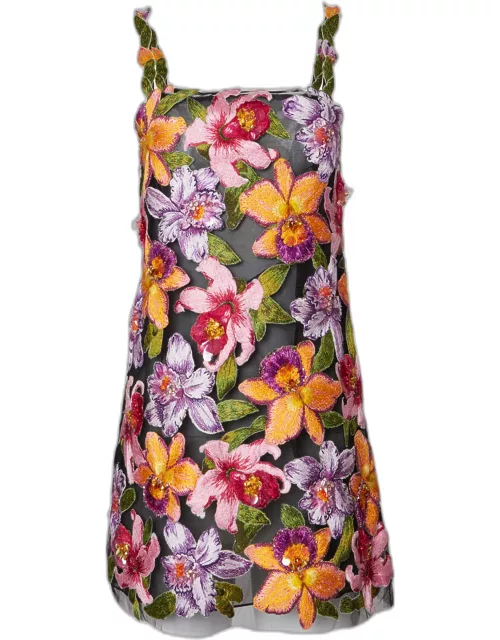 Floral Embroidered Mini Dres