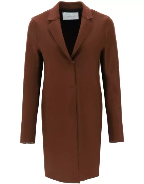 HARRIS WHARF LONDON single-breasted coat in pressed woo