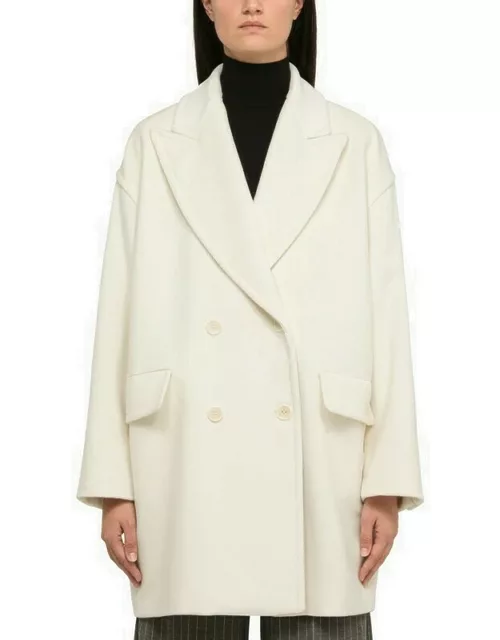 White wool double-breasted coat
