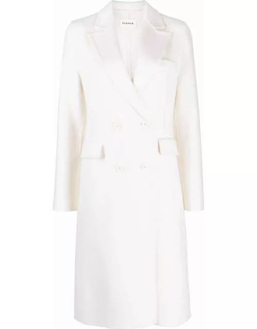 White double-breasted wool coat