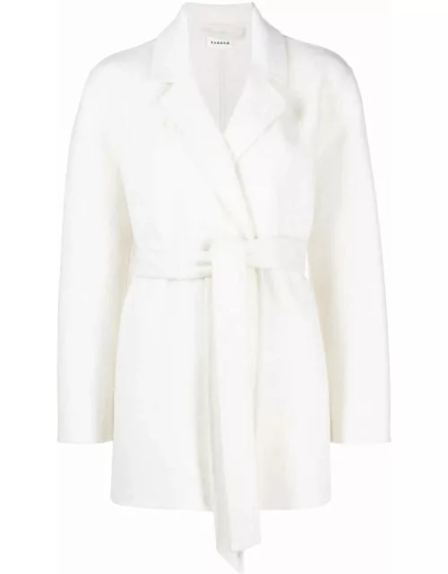 White short wrap coat with belt