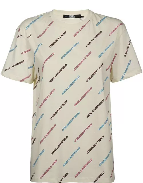 Karl Lagerfeld Cotton T-shirt With All Over Logo
