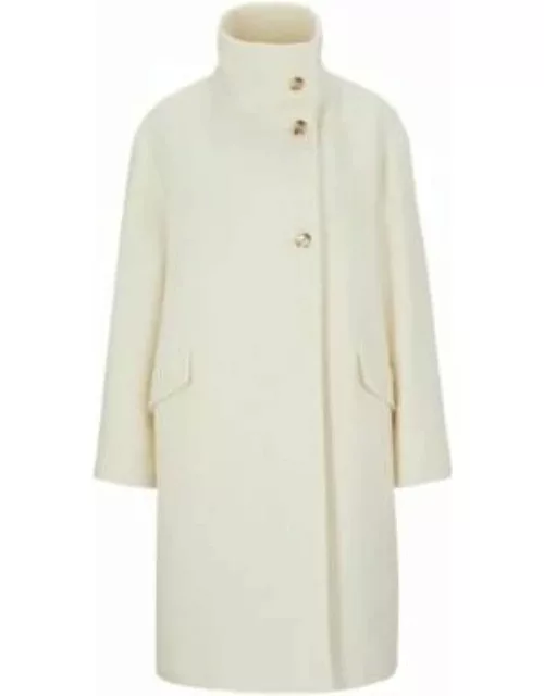Regular-fit coat in soft tweed with stand collar- White Women's Formal Coat