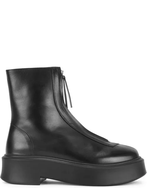 The Row Zipped 1 Leather Flatform Ankle Boots - Black - 41 (IT41 / UK8)