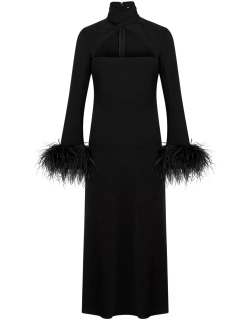 16 Arlington Odessa Feather-trimmed Maxi Dress - Black - 16 (UK 16 / XL)