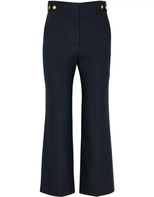 Veronica Beard Aubrie Cropped Linen-blend Trousers - Navy - 14 (UK 18 / Xxl)