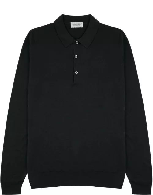 John Smedley Belper Wool Polo Shirt - Black