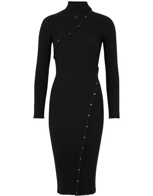 Courrèges Ribbed-knit Midi Dress - Black - L (UK14 / L)