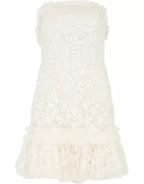 Needle & Thread Regal Rose Sequin-embellished Tulle Mini Dress - Cream - 10 (UK10 / S)