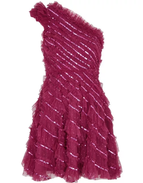Needle & Thread Spiral Sequin-embellished Tulle Mini Dress - Dark Pink - 10 (UK10 / S)