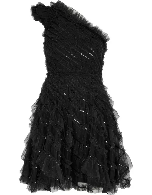 Needle & Thread Spiral Sequin-embellished Tulle Mini Dress - Black - 10 (UK10 / S)