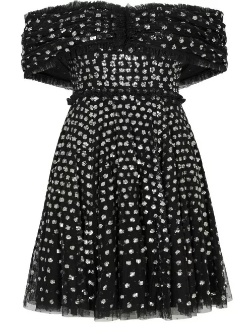 Needle & Thread Grace Sequin-embellished Tulle Mini Dress - Black - 10 (UK10 / S)