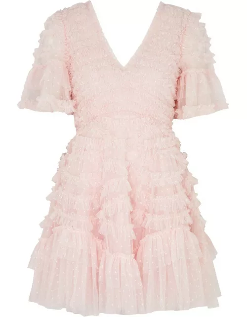 Needle & Thread Phoenix Ruffled Tulle Mini Dress - Light Pink - 12 (UK12 / M)