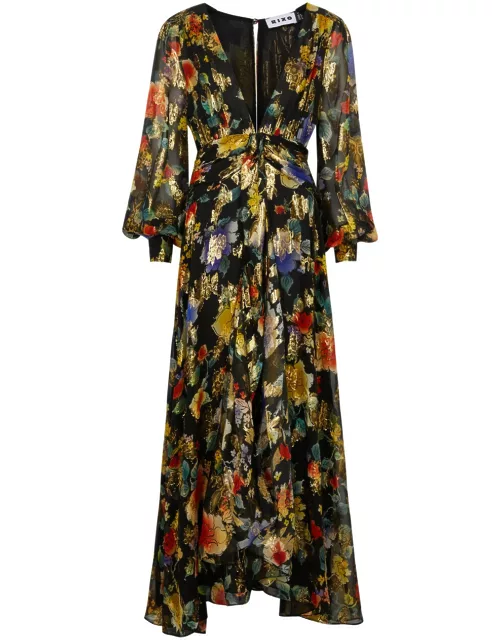 Rixo Meera Floral-print Silk-blend Maxi Dress - Black - 12 (UK 12 / M)