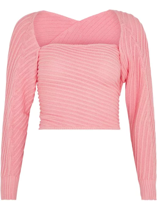 Gimaguas Marianne Ribbed-knit Wrap top - Pink - L (UK 14 / L)