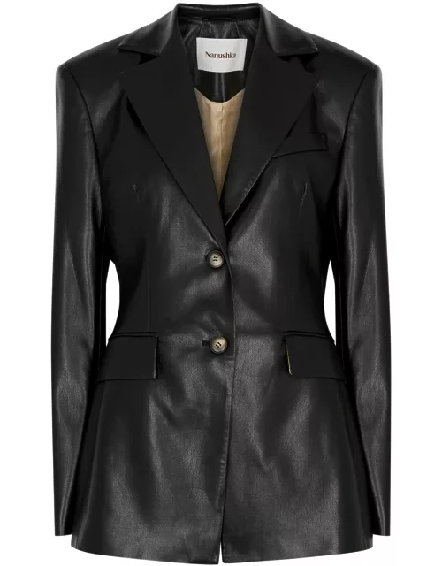 Nanushka Hathi Faux Leather Blazer - Black - L (UK 14 / L)
