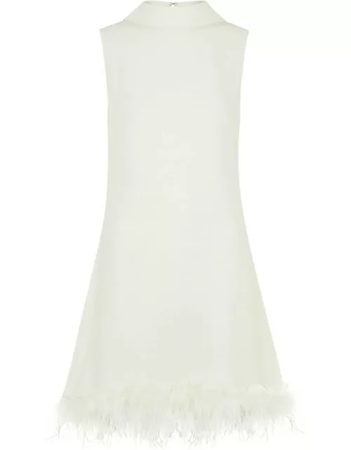 Rixo Candice Feather-trimmed Silk Mini Dress - Ivory - 10 (UK 10 / S)