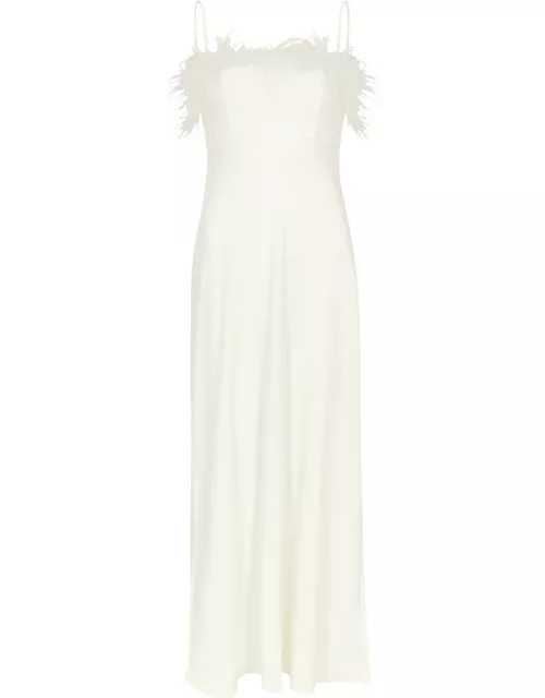 Rixo Selene Feather-trimmed Maxi Dress - Ivory - 10 (UK 10 / S)