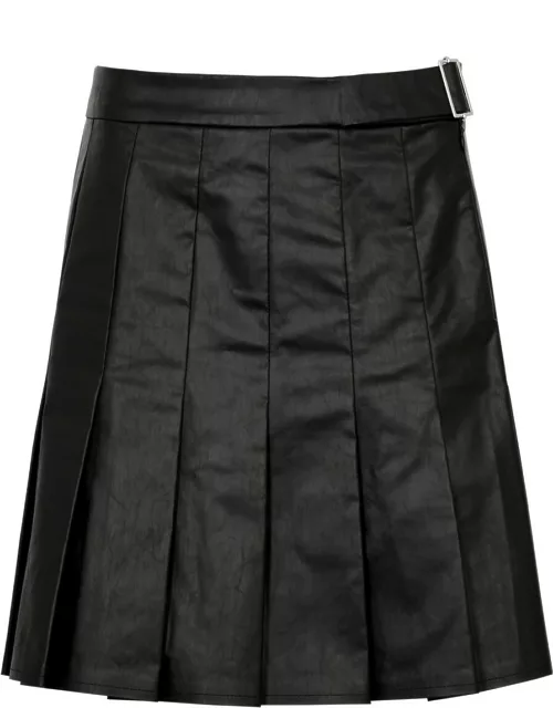 Kassl Editions Pleated Faux Leather Mini Skirt - Black - 38 (UK 10 / S)