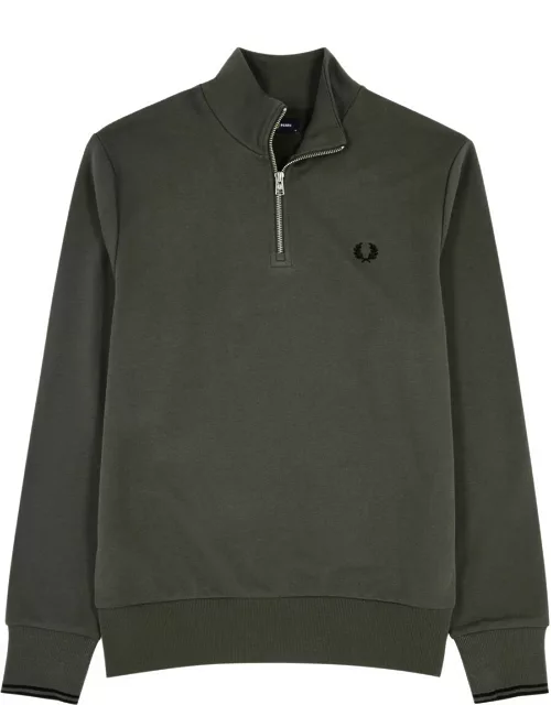 Fred Perry Logo-embroidered Cotton Half-zip Sweatshirt - Grey