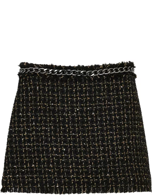 Alice + Olivia Olivia Chain-embellished Tweed Mini Skirt - Black - 6 (UK 10 / S)