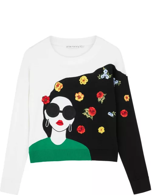 Alice + Olivia Gleeson Stace Face Embroidered Stretch-wool Jumper - Multicoloured - M (UK 12 / M)