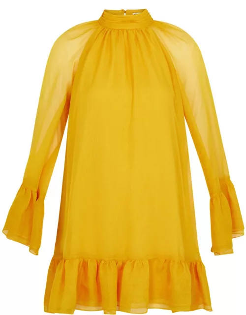Alice + Olivia Erna Chiffon Mini Dress - Yellow - M (UK 12 / M)
