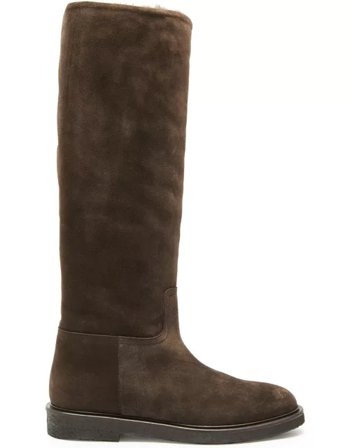 Legres Riding Suede Knee-high Boots - Brown - 37 (IT37 / UK4)