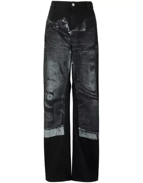 Jean Paul Gaultier Denim Trompe L'Oeil Wide-leg Jeans - Black - 40 (UK12 / M)