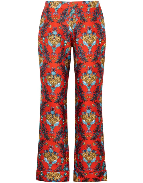 Borgo DE Nor Eden Printed Silk-satin Trousers - Red - 10 (UK 10 / S)