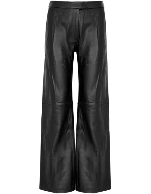Aexae Wide-leg Leather Trousers - Black - L (UK 14 / L)