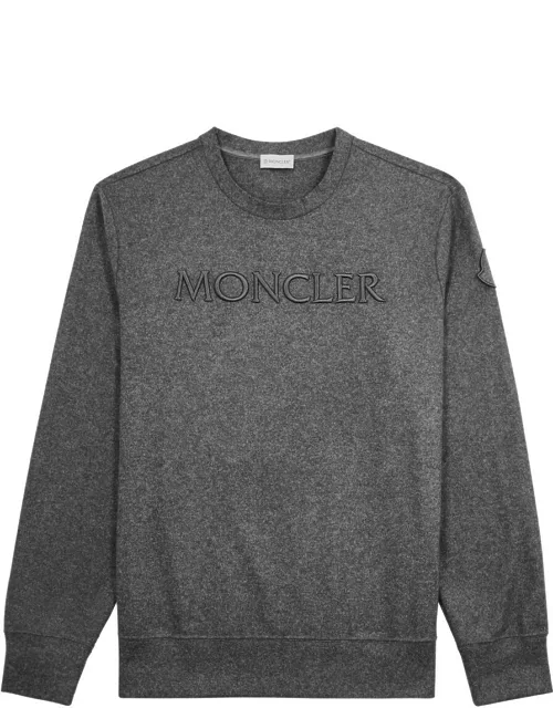 Moncler Logo-embroidered Wool-blend Sweatshirt - Grey
