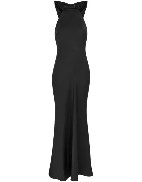 Misha Evianna Bow-embellished Satin Maxi Dress - Black - L (UK 14 / L)