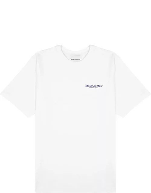 Mki Miyuki Zoku Design Studio Logo Cotton T-shirt - White And Blue